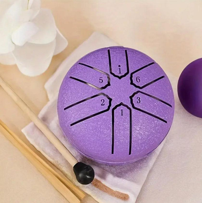 Глюкофон, 3-дюймовый стальной язычковый барабан на 6 тонн, эфирный инструмент для медитаций. Фиолето Киев - изображение 1