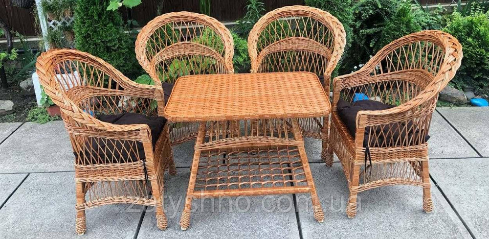Комплект плетеной мебели 4  кресла и стол Киев - изображение 6