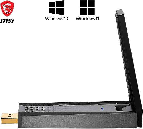 Адаптер Wi-Fi 6 MSI AX1800, сетевая карта WLAN до 1800 Мбит/с, USB 3.2 Gen 1, MU-MIMO с антенной, подставкой Киев