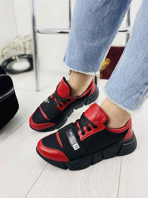 Кроссовки женские VLADEKS красные натуральная кожа+сетка 36р.-23.5см., 38р.-24.5см. (3186) Коломыя - изображение 1