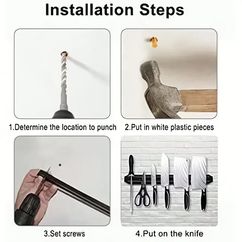 Магнітна планка 33 см для надійного кріплення ножів та інструментів Київ - фото 2