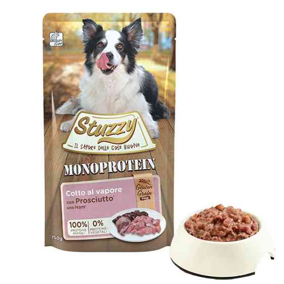Stuzzy Monoprotein Ham ШТУЗИ МОНОПРОТЕИН ВЕТЧИНА беззерновой полнорационный монопротеиновый влажный корм для собак, пауч 150г Киев