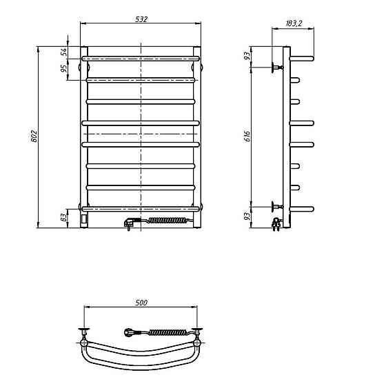 Рушникосушарка електрична NAVIN Омега 530х800 права сенсор з таймером Київ