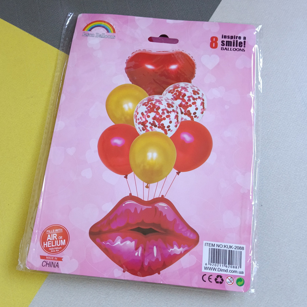 Набор шариков 8шт губы для праздника для фотозоны. Киев - изображение 1