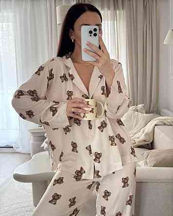 Жіноча легка піжама-двійка з ведмедиками із софту 46/48 Одеса