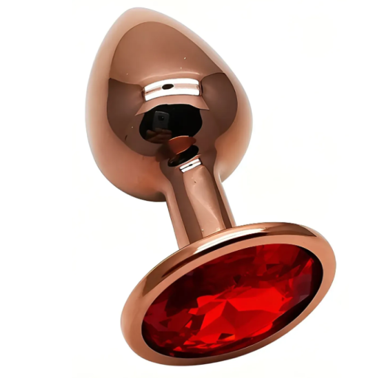 Анальная пробка с кристаллом EGZO - Dark Gold Round Plug Red, size S Sex Aura Киев