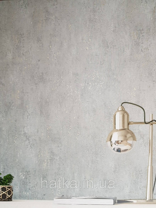 Шпалери вінілові на флізелін Marburg City glam метрові під штукатурку під бетон сірі з прожилками золотом Київ - фото 1