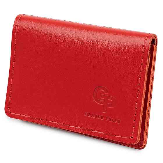 Кожаная женская обложка для автодокументов GRANDE PELLE 11402 Красный Киев