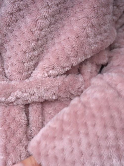Женский махровый халат с капюшоном Розовый, XL/2XL Харьков - изображение 2