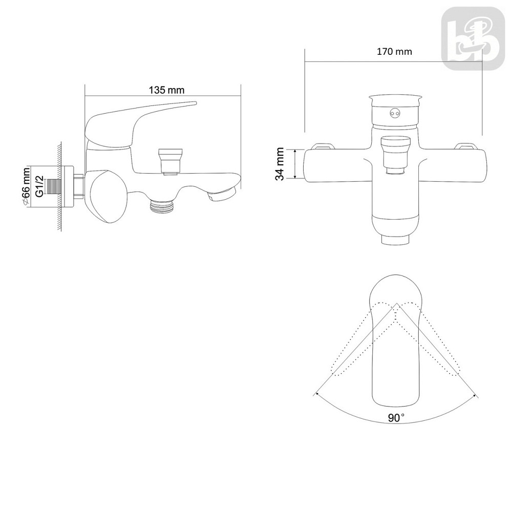 Смеситель для ванны RJ FLORA с душевым гарнитуром (RBZ072-3) Киев - изображение 2