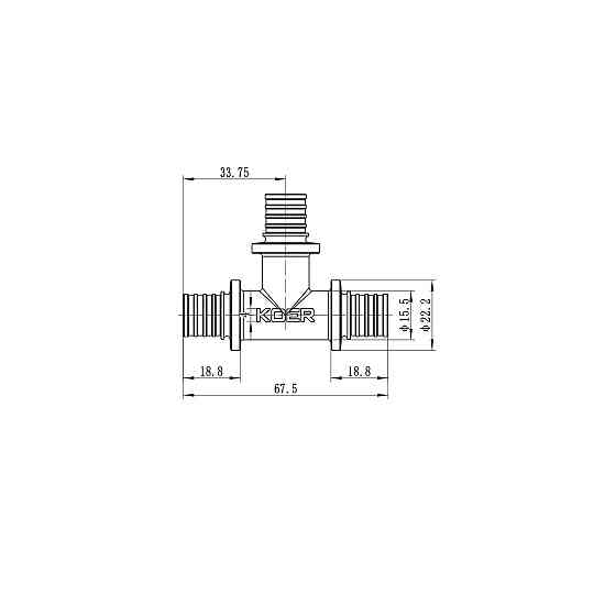 Тройник равнопроходной Koer KA.T16 - 16(2.2mm) x 16(2.2mm) x 16(2.2mm) (KR4884) Киев