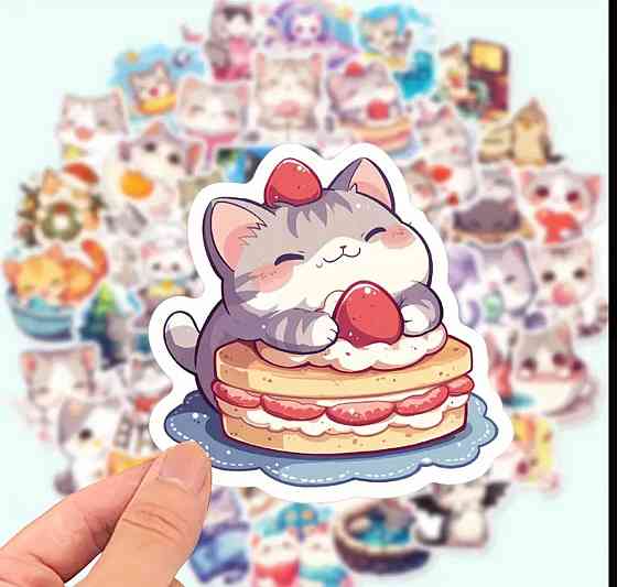 Набор милых наклеек с котами, 50 шт Киев