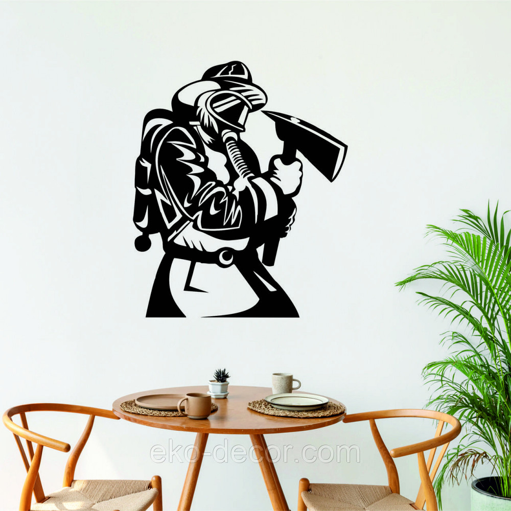 Декоративне настінне Панно  «Пожежник» , Декор на стіну 90*75 см, Чорний Київ - фото 4