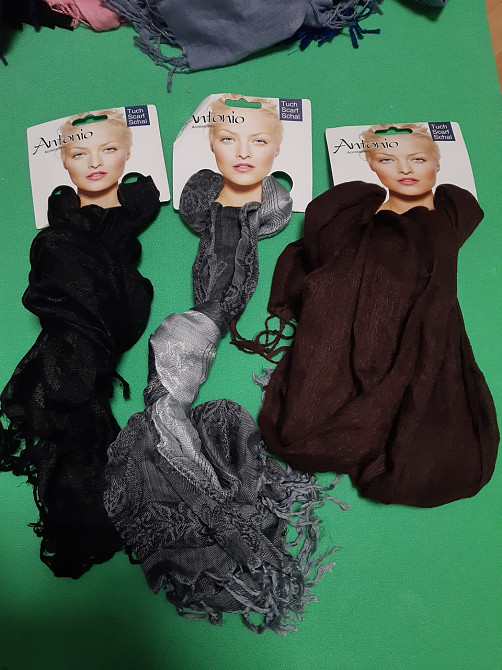 Шарфики женские набор из 3-х штук (серый, коричневый, черный) - размер шарфа приблизительно 170*65см Киев - изображение 1