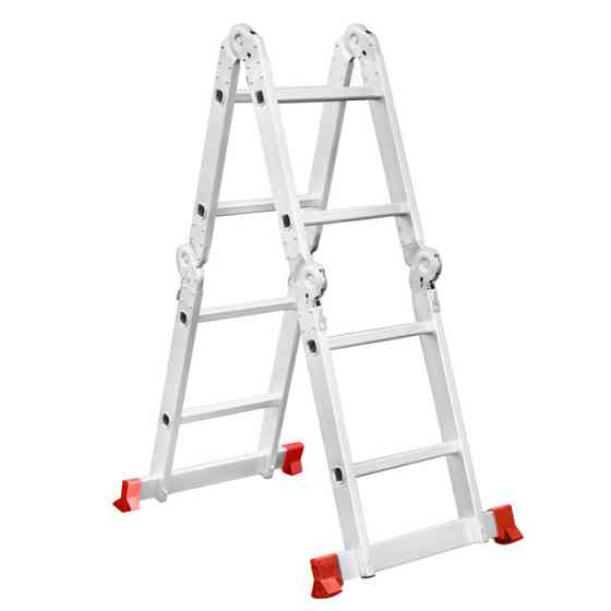 Драбина алюмінієва багатофункціональна трансформер, 4×2 сходинки, 2,38 м, 150 кг INTERTOOL LT-0028 Київ