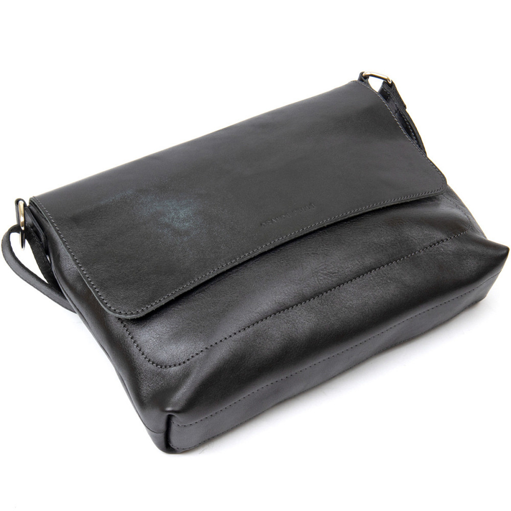 Кожаная мужская прямоугольная сумка GRANDE PELLE 11429 Черный Киев - изображение 2