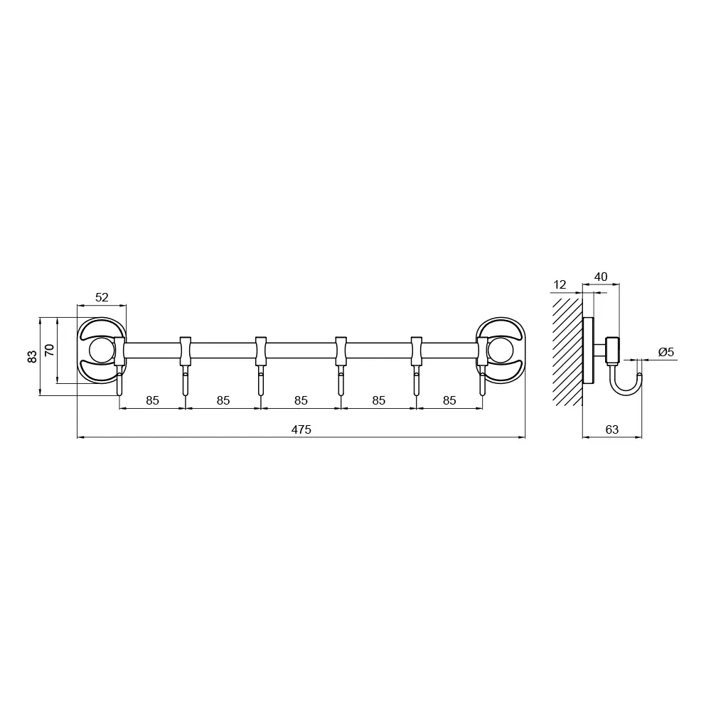 Тримач Lidz Oreo 0806 6 гачків LDORE0806CRM22177 Chrome Київ - фото 6