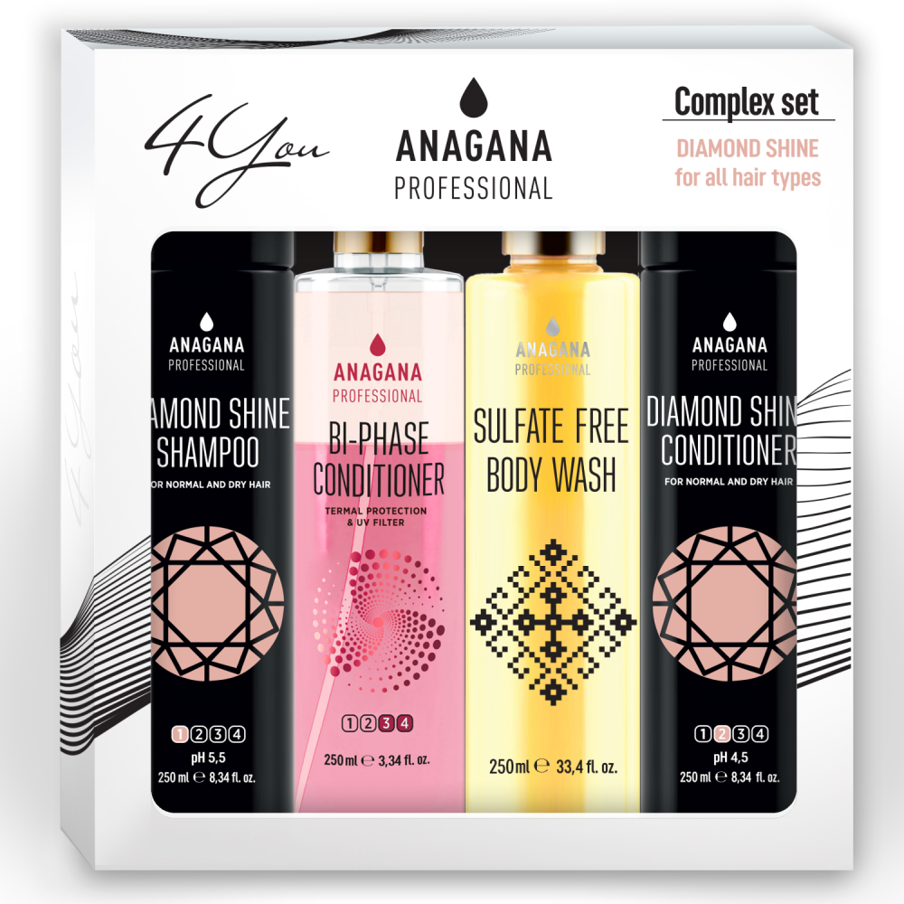 Набір 4YOU "Діамантовий блиск" для всіх типів волосся ANAGANA 4х250 мл Київ - фото 1