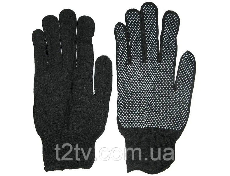 Рукавички робочі 183 сині (чорні/сірі) з крапками (пара) Вінниця - фото 1