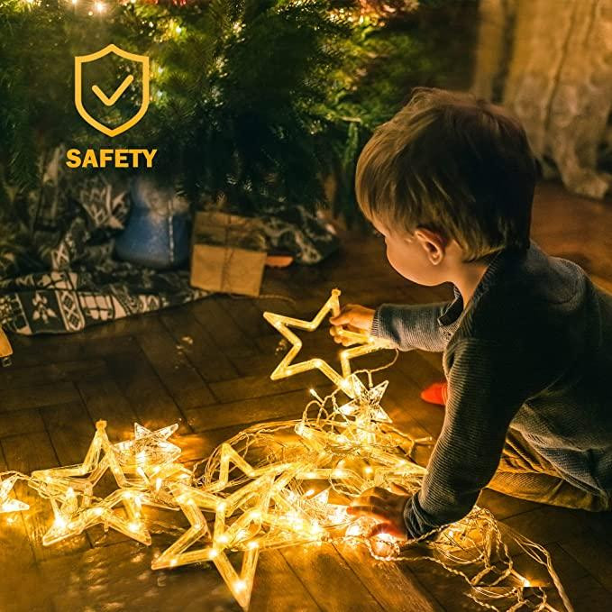 Гирлянда-штора GYLEFY Звезды 2,3 м, 138 LED, 12 звезд, 8 режимов, таймер, IP65, теплый белый Киев - изображение 8