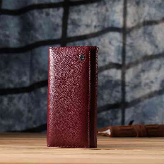 Практичний гаманець для жінок із натуральної шкіри Бордовий (ST Leather) Київ