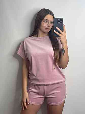 Пижама женская футболка + шорты из плюшевого велюра Пудровый S Харьков