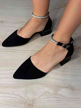 Туфли женские Meideli 023-1 Mary Jane с ремешком в камешках экозамша черные, 39, 24,8 см Киев