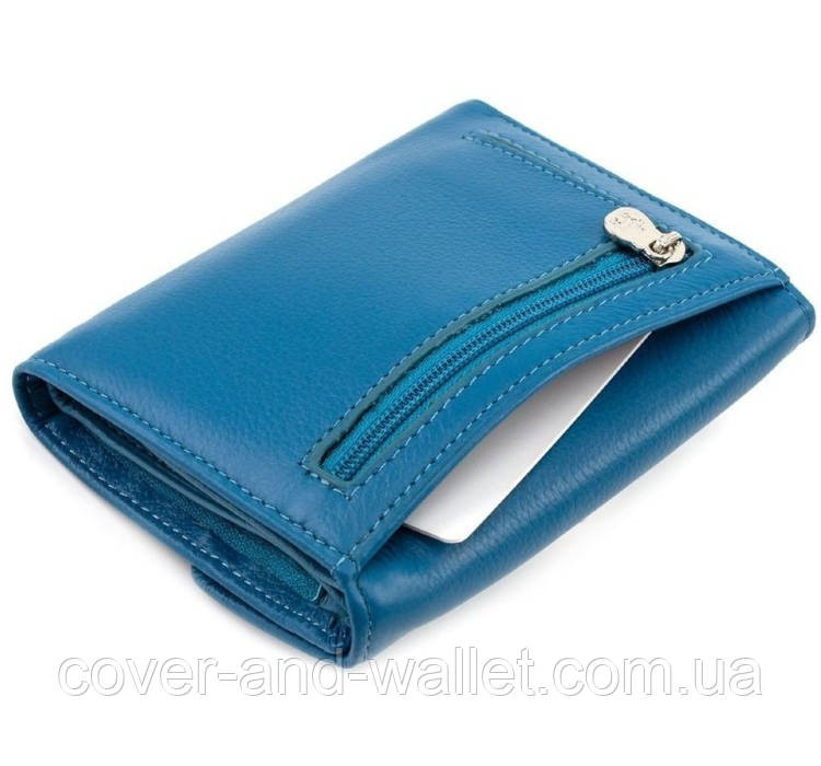 Красивий шкіряний гаманець для дівчат бірюзового кольору на магнітах Marco Coverna MC-2047A Київ - фото 7