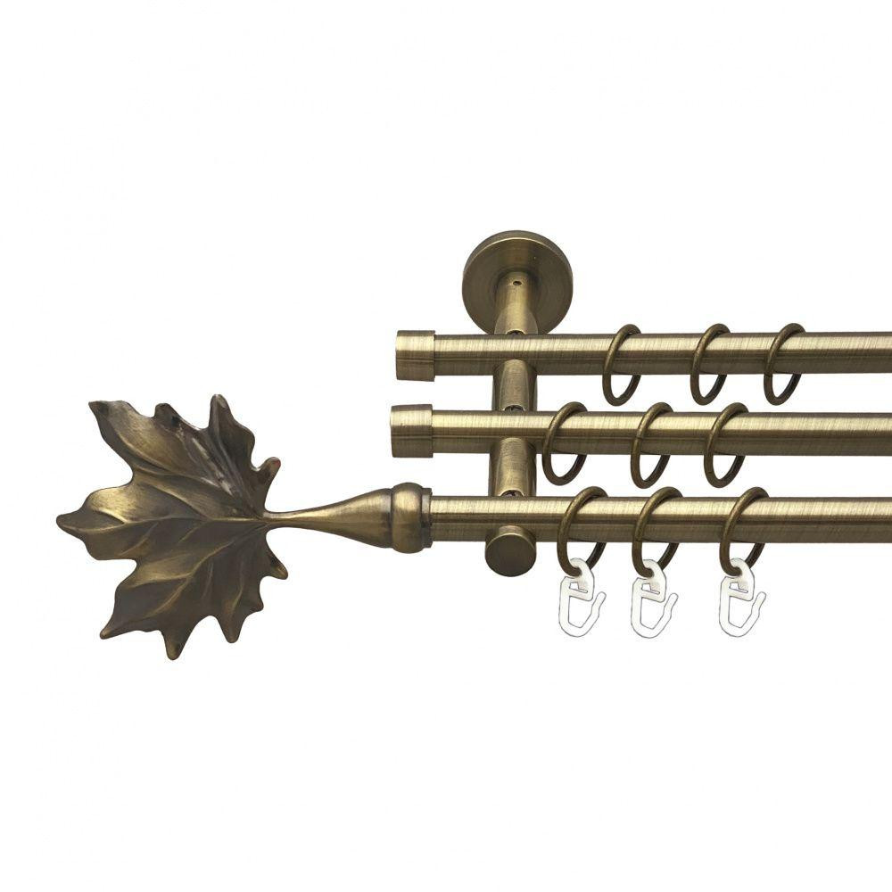 Карниз Orvit Клен металевий трирядний циліндр (20 см) гладка труба кільце металеве Антик 16\16\16 мм 240 см (00-00015739) Львів - фото 1