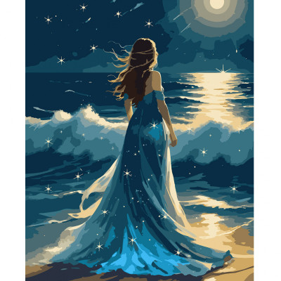 Картина по номерам Santi Дівчина і хвилі ночі, 40*50см, LED підсвітка (955105) Винница - изображение 1