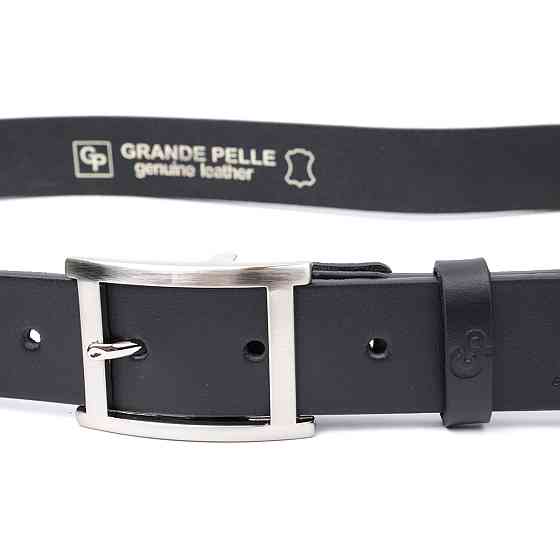 Качественный пояс под брюки для мужчин из натуральной кожи GRANDE PELLE 11689 Черный Киев