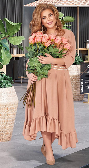 Красивое бежевое платье большого размера (50) Киев - изображение 5