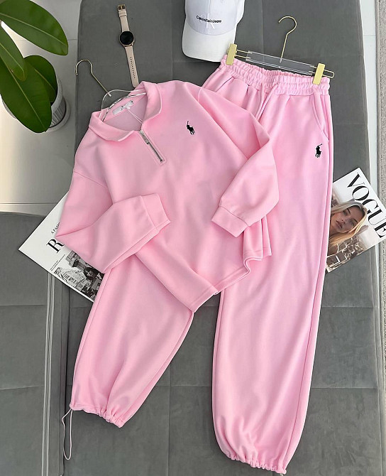 Женский прогулочный костюм двойка: кофта и штаны двунить Розовый, 46/48 Одесса - изображение 1