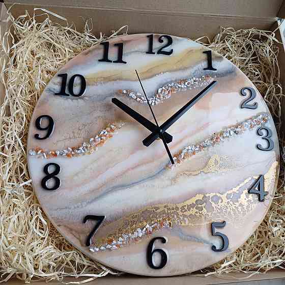 Годинник настінний 40 см з епоксидної смоли ручної роботи Дніпро