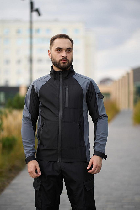 Чоловічий костюм Intruder Softshell куртка спортивна та штани карго весна осінь сірий + чорний L Одеса - фото 2