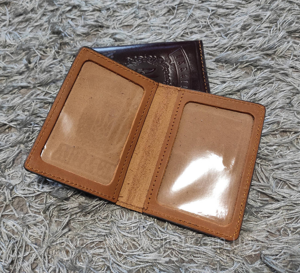 Шкіряна обкладинка для ID паспорт з Гербом України (жовта) Київ - фото 4