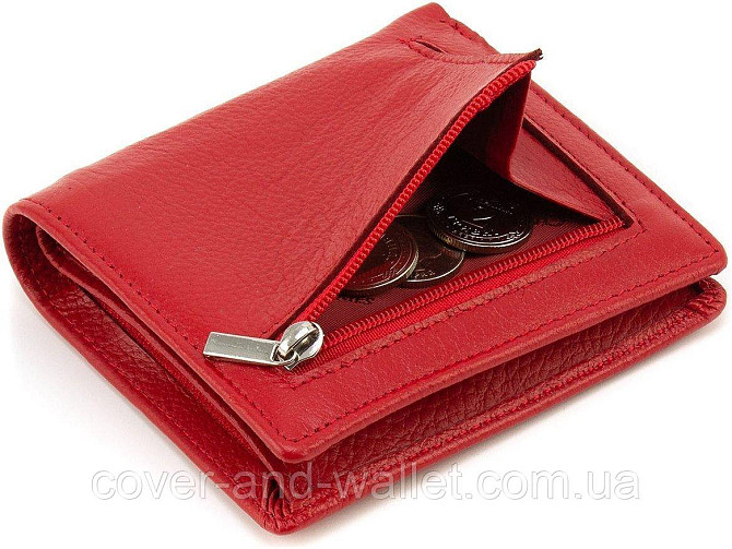 Красный маленький женский кошелек картхолдер с магнитной фиксацией ST Leather Киев - изображение 6