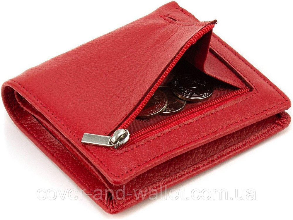 Красный маленький женский кошелек картхолдер с магнитной фиксацией ST Leather Киев - изображение 6