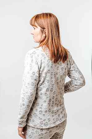 Домашний теплый костюм (пижама) женский кофейный без капюшона Крохатушка одяг 56-58, Костюм Киев