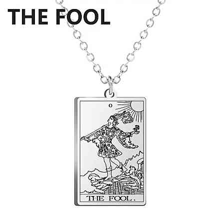 Підвіска Таро Шут на ланцюжку, кулон The Fool, прикраса таро срібляста Київ