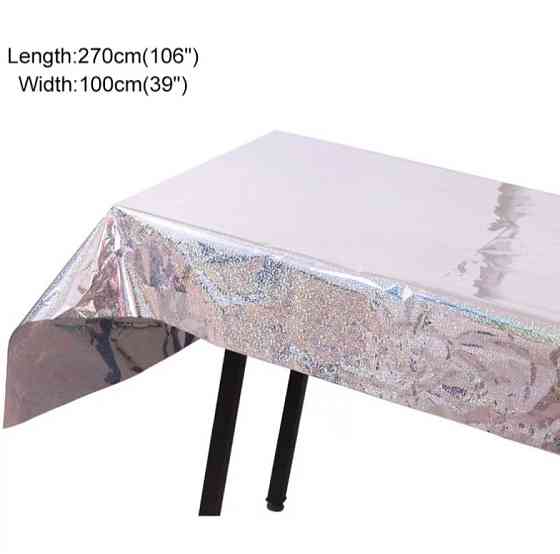 Скатерть клеенка из фольги с голограммой 270 на 100 см серебристый Киев