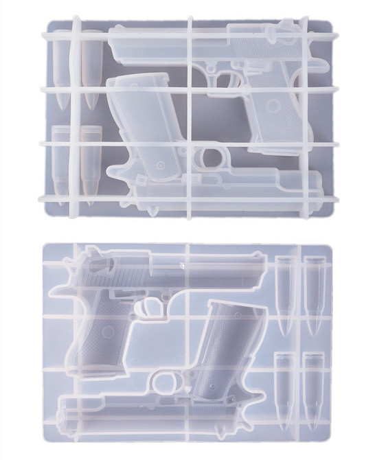 Молд силиконовый Пистолеты и патроны 175 на 120 мм серый Киев - изображение 6