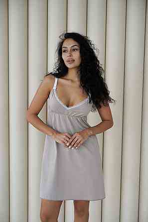 Нічна сорочка для вагітних в пологовий та годуючих мам з секретом годування розмір 3XL Мамин Дім Капучино Кривий Ріг