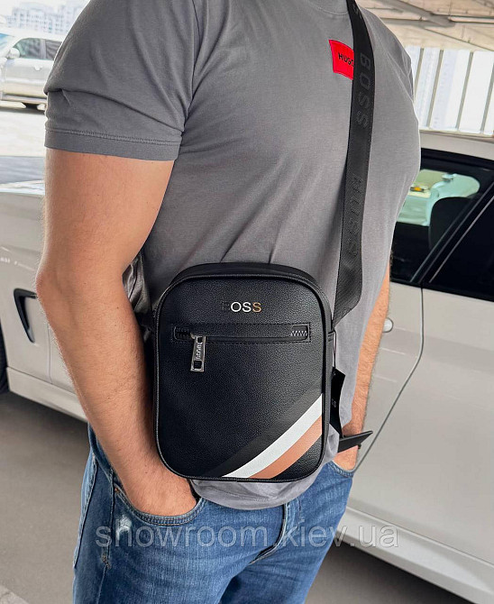 Мужская брендовая черная сумка Boss (6602) Киев - изображение 1