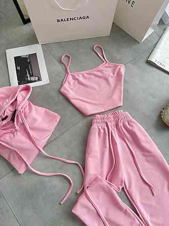 Жіночий повсякденний костюм трійка: кофта топ і штани двонитка Одеса