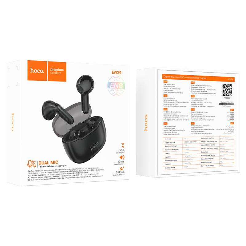 Беспроводные наушники HOCO EW29 с шумоподавлением, черные Киев - изображение 3