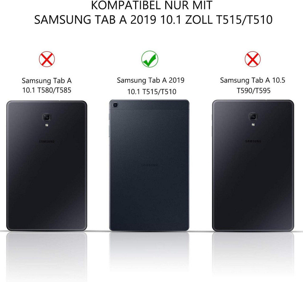 Клавиатура-чехол для Samsung Tab A T510/T510N/T515/T515N черный QWERTZ съемная Bluetooth аккумулятор microUSB Киев - изображение 2