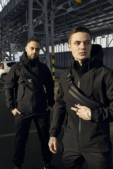 Мужской тактический костюм Softshell Intruder черный, куртка с капюшоном и штаны с карманами и с манжетами соф Одесса - изображение 4