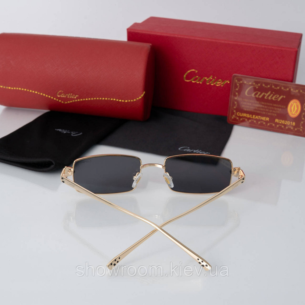 Жіночі стильні сонцезахисні окуляри Cartier (62870) gold Київ - фото 2