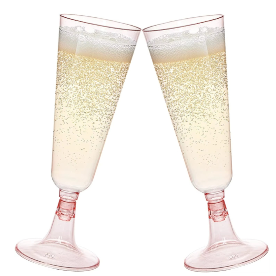 Набір келихів для шампанського 10 шт, пластикові, багаторазові для свят преміум класу, рожеве золото Кам'янець-Подільський